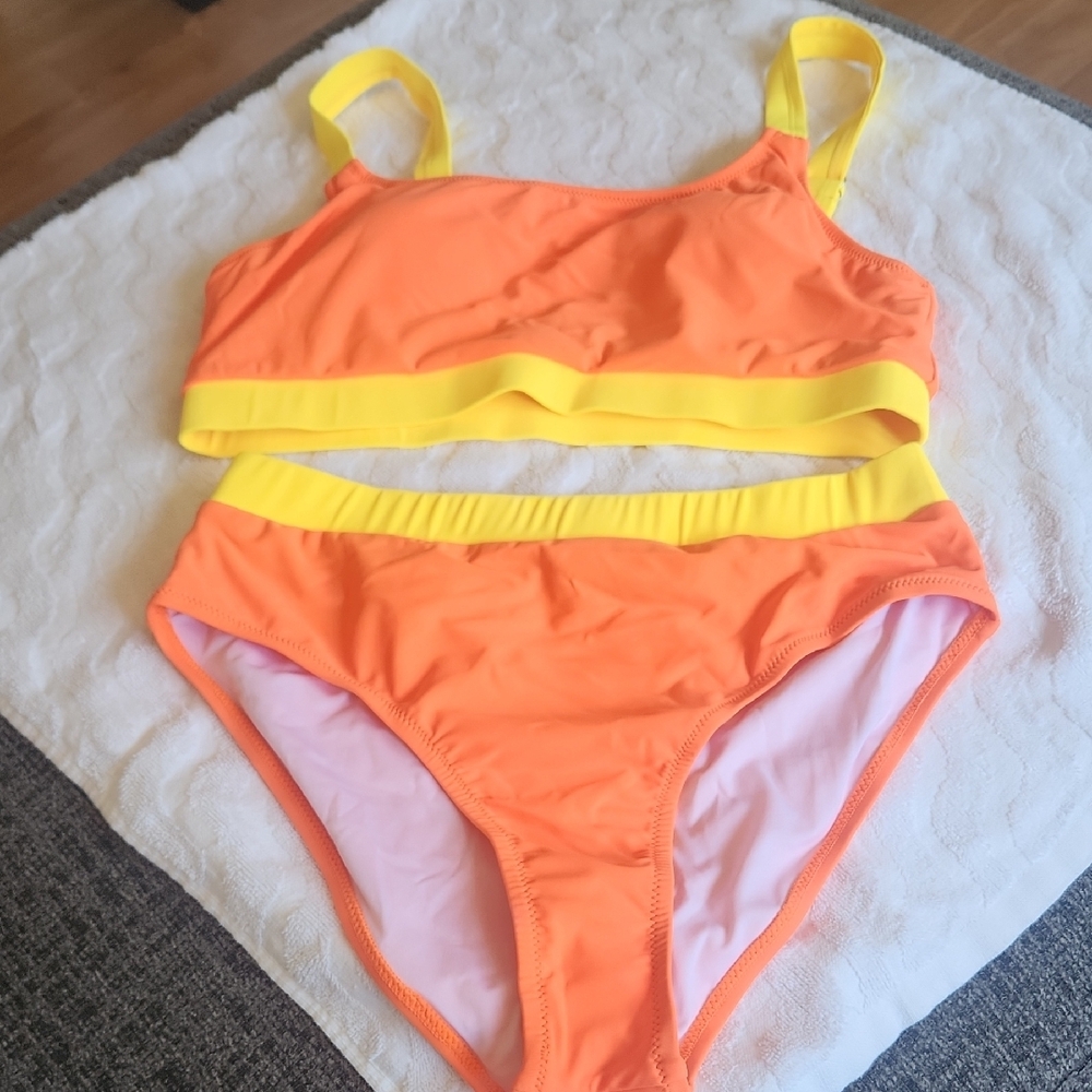 Vibrant Orange and Yellow Women's Swim Set